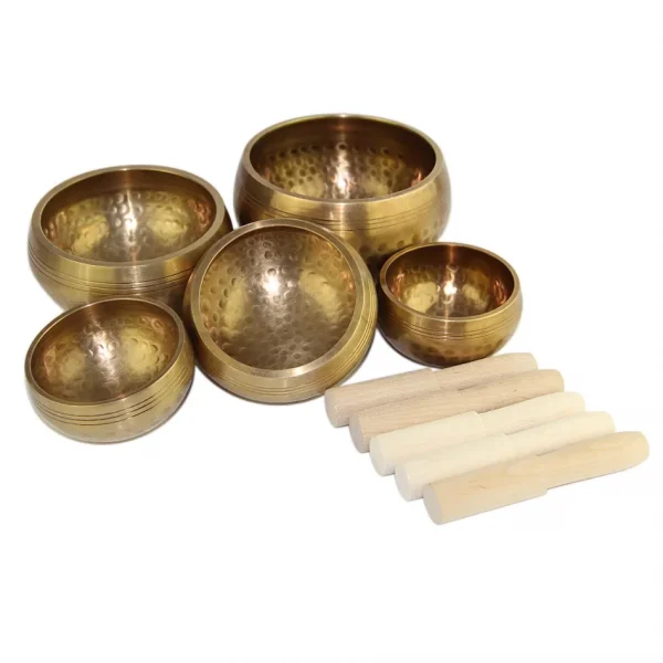 Tibetan Singing Bowl Set of 5 Meditation Sound Bowl - Image 2